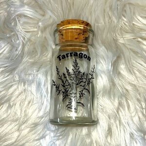 Vintage tarragon 1970s Wheaton glass spice jar.